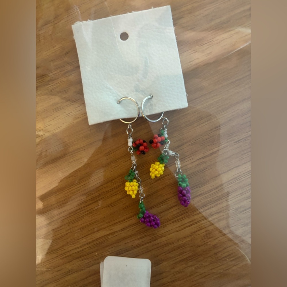 Free People Multicolor Beaded Earrings NWT - Picture 2 of 3